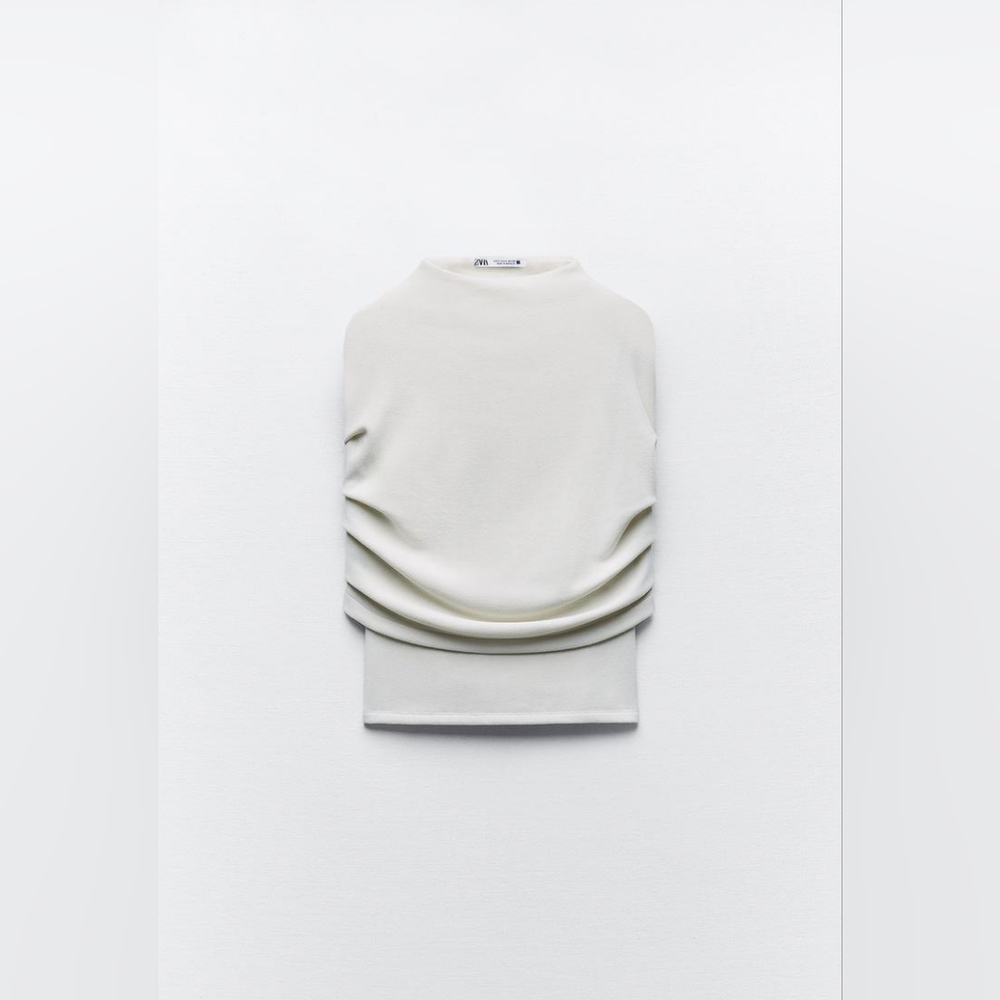 ZARA - Soft Draped Top (L), Ecru (Ivory)